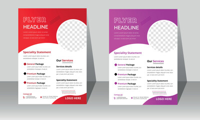 Corporate Flyer Design template, With red and purple color , Vector design
