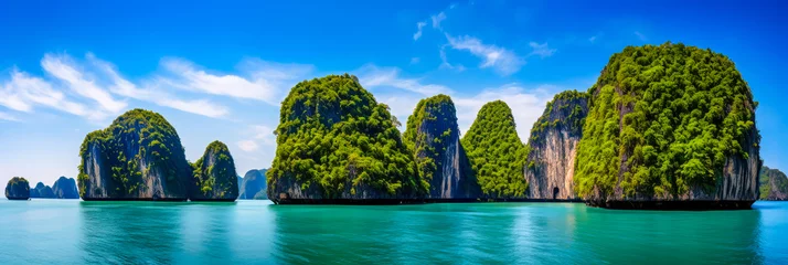 Foto op Plexiglas Landschaft mit Meer und Felsen in Thailand. Generiert mit KI © shokokoart
