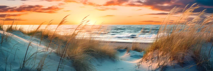 Foto op Canvas Sonne über dem Meer. Generiert mit KI © shokokoart