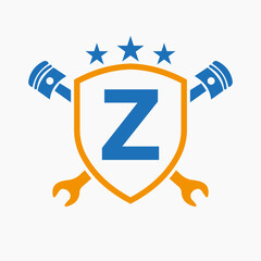 Repair Logo On Letter Z Vector Template. Automotive Mechanic Symbol