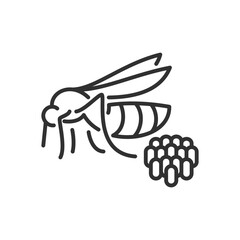 Mosquito lays eggs, linear icon. Line with editable stroke