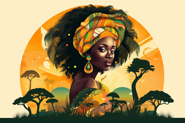 Black history month or woman's day celebration, Africa day concept Ethnic black woman	