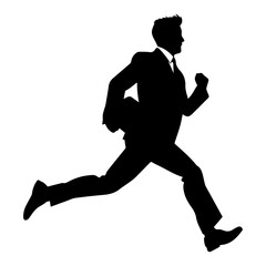 Business man run vector silhouette, a business man running silhouette
