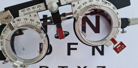 Corrective lens glasses and ophthalmologist and ophthalmology concept