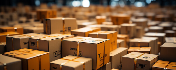 Cardboard Box Packages for Online Shopping, Efficient Delivery and Shipping Solutions for E-commerce, 
Logistics and Parcel Delivery in the World of E-commerce, shipping boxes seamless transportation
