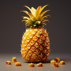 New Year's pineapple pieces. AI generative