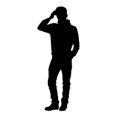 Thinking man vector silhouette illustration black color