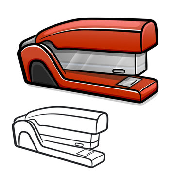 red stapler office cartoon drawing