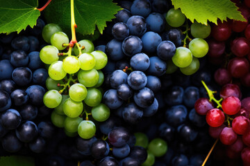 Background of red, green and blue grapes