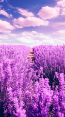 Obraz premium A field of fragrant purple lavender flowers under the sun