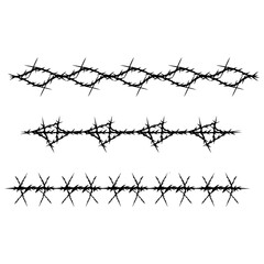 Barbed Wire Black Color Silhouette illustration