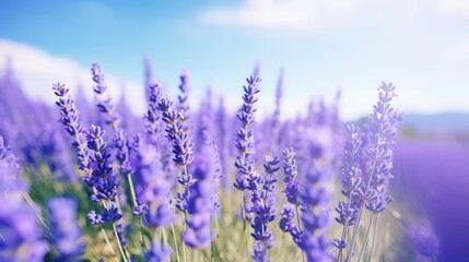 Obraz premium A field of fragrant purple lavender flowers under the sun