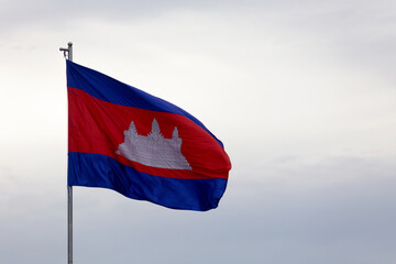 Cambodian flag atop of its pole
