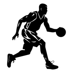 Basketball Player vector silhouette, A Basketball player playing on the field