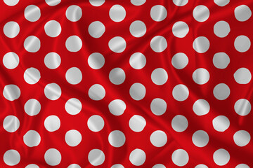 White polka dot with red background on fabric texture © Alexprint