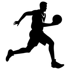 Basketball Player vector silhouette, A Basketball player playing on the field