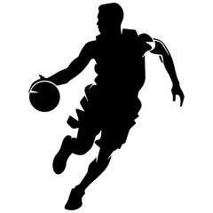 Basketball Player vector silhouette, A Basketball player playing on the field