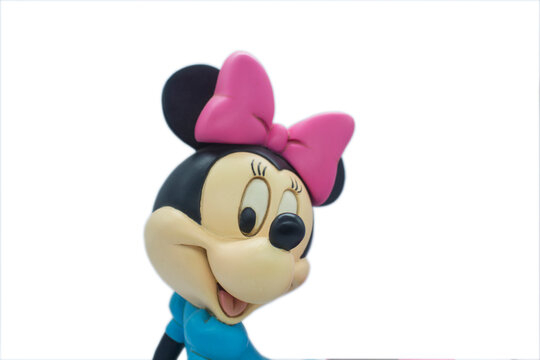 Studio image of a Minnie Mouse resin figure with a white isolated background.