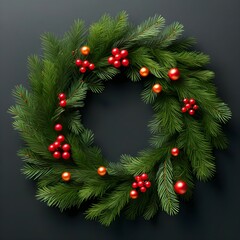 Fototapeta na wymiar christmas wreath on black background
