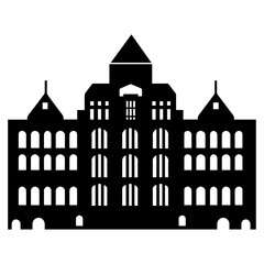 Building Icon vector silhouette, Black color building, Building logo
