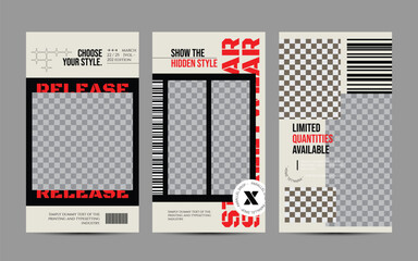 Modern urban futuristic streetwear fashion design for social media post template