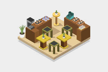 Coffee kiosk isometric