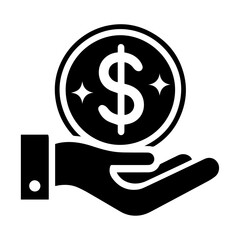 Money Icon vector silhouette, Money Icon On the hand vector silhouette, dollar icon vector