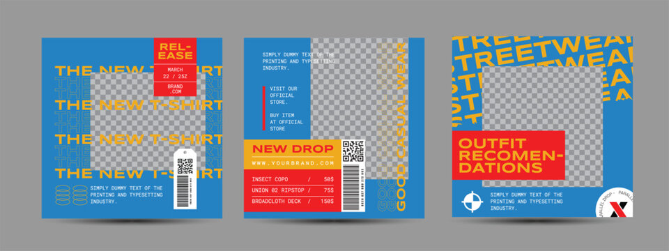 Modern urban futuristic streetwear fashion design for social media post template