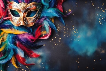 colorful carnival mask with feathers