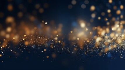 Fototapeta na wymiar abstract background with Dark blue and gold particle. Christmas Golden light shine particles bokeh on navy blue background. Gold foil texture. Holiday concept