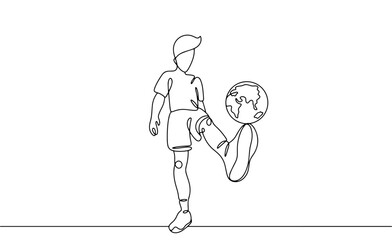 Football. Football player. World. One line