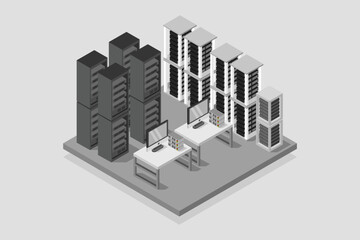 Isometric server room