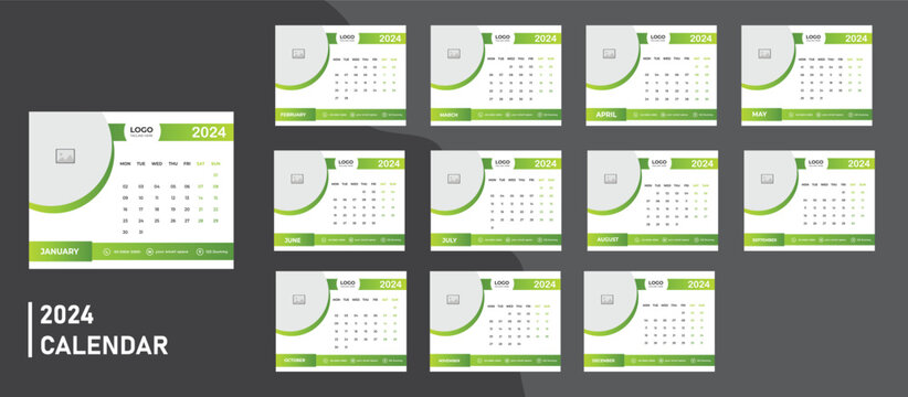 2024 desk calendar design template