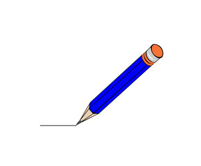 Vector illustration of a cartoon pencil drawing a line on a white background