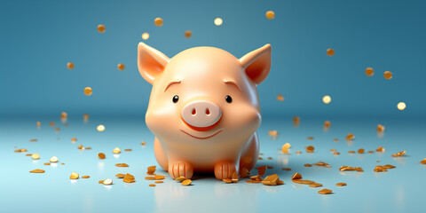 Glücksschwein als Glücksbringer für das neue Jahr zu Sylvester als Geschenk im Querformat für Banner, ai generativ