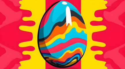Explosion of color in a pop art Easter egg, a funky twist on a springtime symbol.