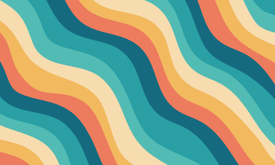 Retro groovy colorful wavy pattern background - obrazy, fototapety, plakaty