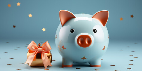 Glücksschwein als Glücksbringer für das neue Jahr zu Sylvester als Geschenk im Querformat für Banner, ai generativ