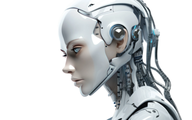 Navigating Everyday Tasks with the Robotic Assistant on a Clear Surface or PNG Transparent Background.