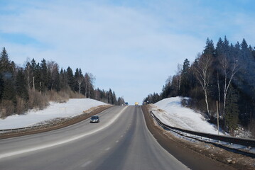 Obraz premium Winter frozen road. Beautiful and danger. Outside is 20 degreese below 0.
