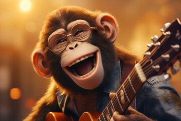funny monkey playing guitar