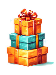 Obraz premium Illustration of colorful gift boxes isolated on white background 