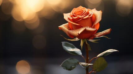 a cinematic portrait of a single rose bud, elegance and romance, Valentine's Day