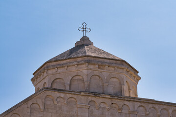 Fototapeta na wymiar Detailed view of the domed roof of the church and monastery of San Leonardo in Lama Volara, Manfredonia, Gargano, Foggia, Apulia, southern Italy, Europe ​