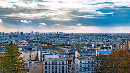 Paris downtown in the Montmartre area and sacre coeur church
