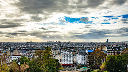 Paris downtown in the Montmartre area and sacre coeur church
