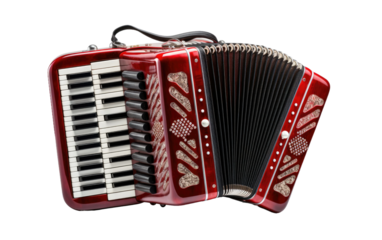 Accordion With Beautiful Design Isolated On a Clear Surface or PNG Transparent Background.