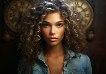 Fototapeta premium Portrait of woman with captivating elegance style. AI generative 