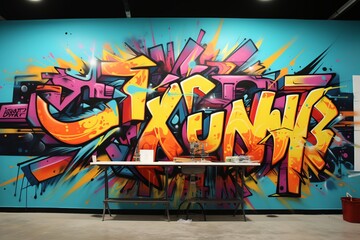 Expressive Graffiti Mural Celebrating Dedication with 'Grind Now, Shine Later' in Bold, Vibrant...
