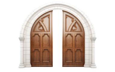 Arched Ambiance Door Two Part Isolated On a Clear Surface or PNG Transparent Background.